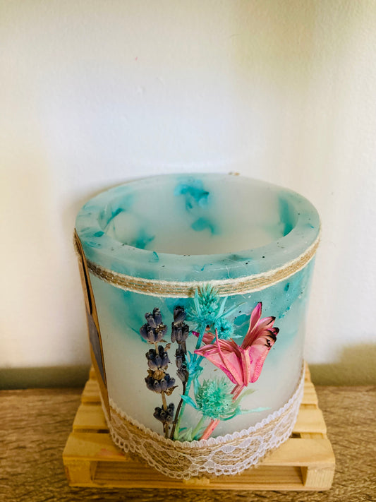 Fanal de cera / vela hueca con olor a jazmín y flores secas