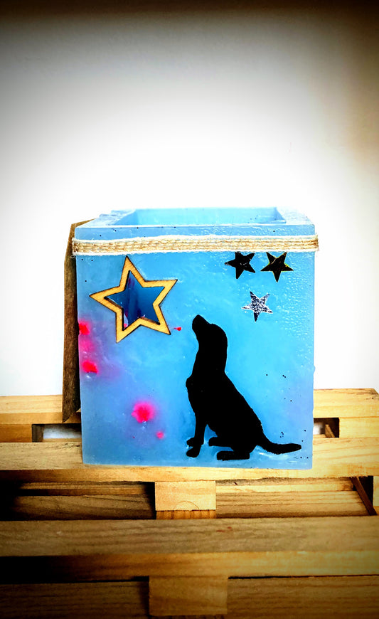 Fanal de Cera Artesanal aromatico con silueta de  Madera de Perro - Lilinnight