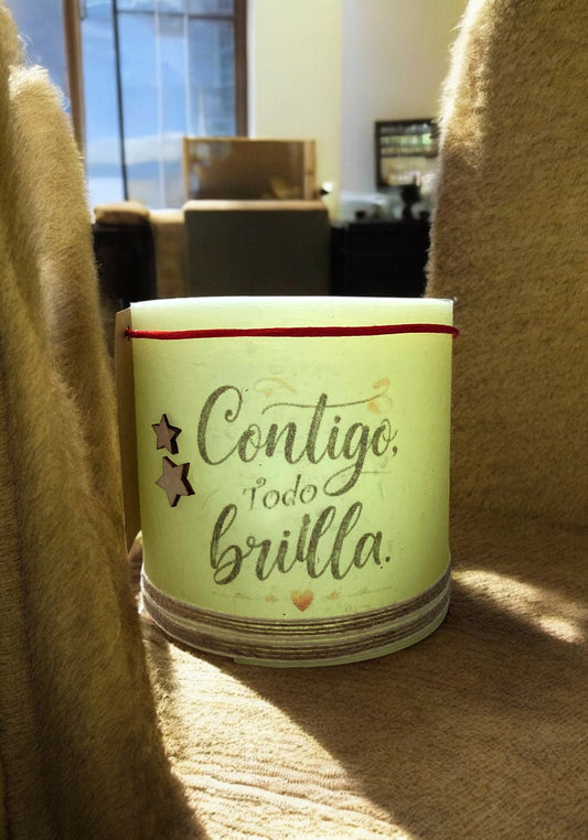 Vela Fanal/vela hueca Amarilla "Contigo Todo Brilla" – LilinNight