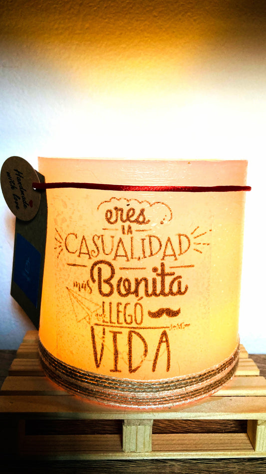 Fanal de Cera/Vela hueca aromatica – Mensaje Inspirador para vela Led o de té- Lilinnight