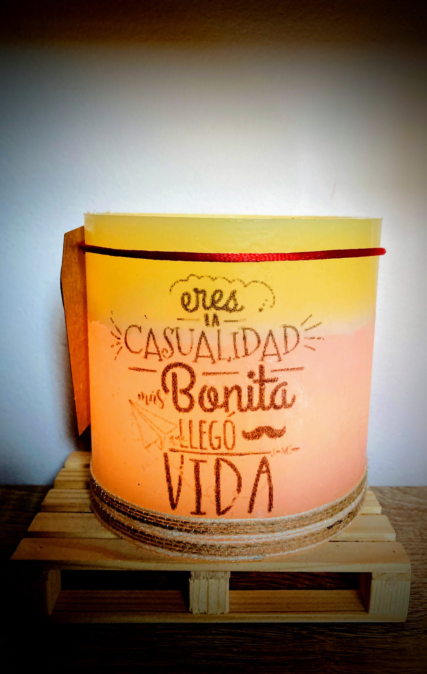 Fanal de Cera/Vela hueca aromatica – Mensaje Inspirador para vela Led o de té- Lilinnight