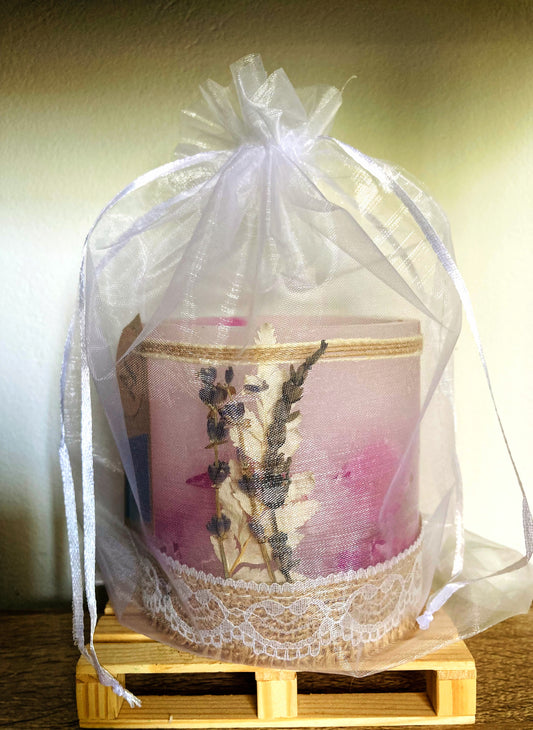 Fanal de cera/ vela hueca  artesanal con Aroma de Jazmin y flores secas - Lilinnight