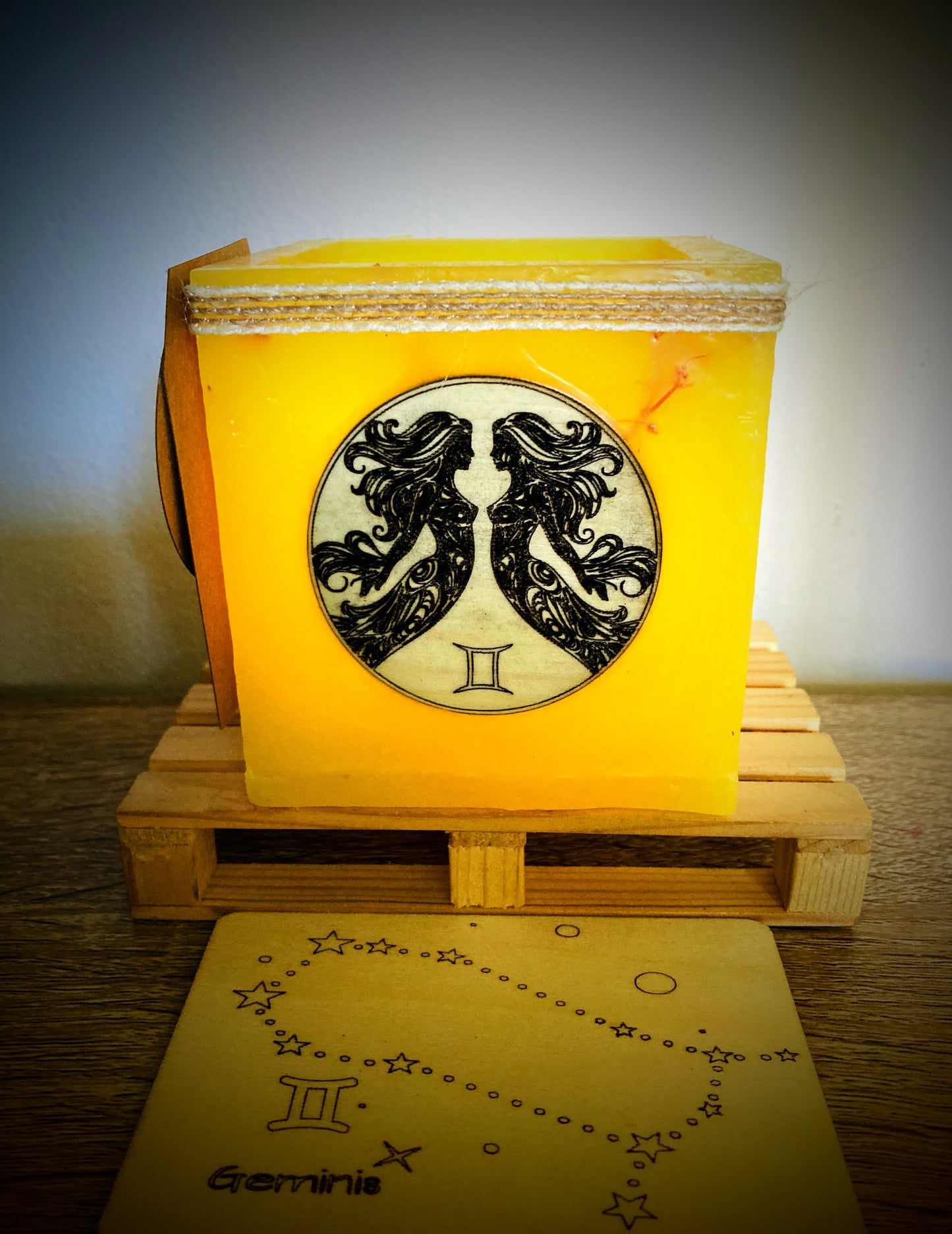 Fanal de cera / vela hueca con signo del Zodiaco -Geminis