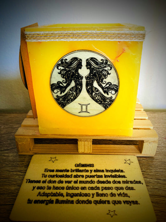 Fanal de cera / vela hueca con signo del Zodiaco -Geminis