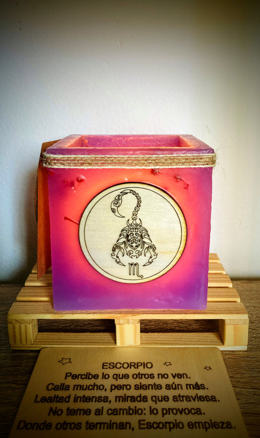Fanal de cera / vela hueca con signo del zodiaco- Escorpio