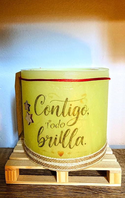 Vela Fanal/vela hueca Amarilla "Contigo Todo Brilla" –  LilinNight
