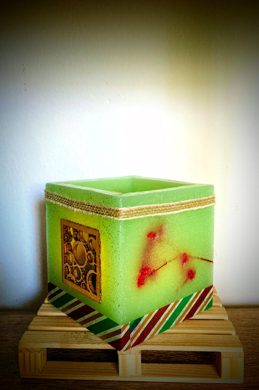 fanal de cera / vela hueca aromatica  con Flores Rojas – Lilinnight