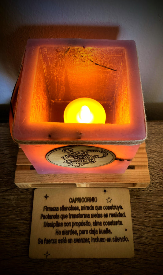 Fanal de cera / vela hueca con signo del zodiaco- Capriconio