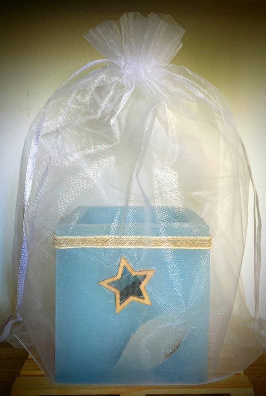 Fanal de cera / vela hueca con aroma a platano y estrella de madera -Lilinnight