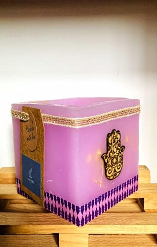 Fanal de Cera Artesanal, Vela hueca Lilinnight con Aplique de Mano de Fátima / Lilinnight