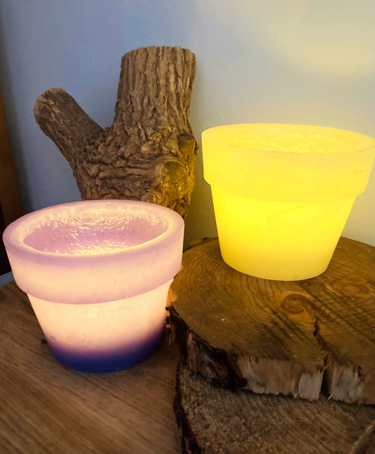 Vela hueca, fanal de cera artesanal con forma de maceta – Lilinnight