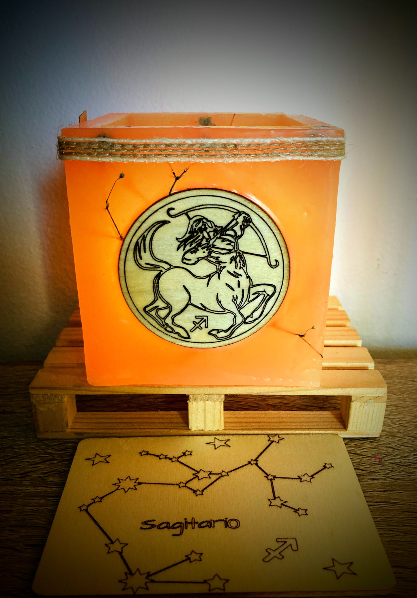 Fanal de cera / vela hueca con signo del Zodiaco -Sagitario