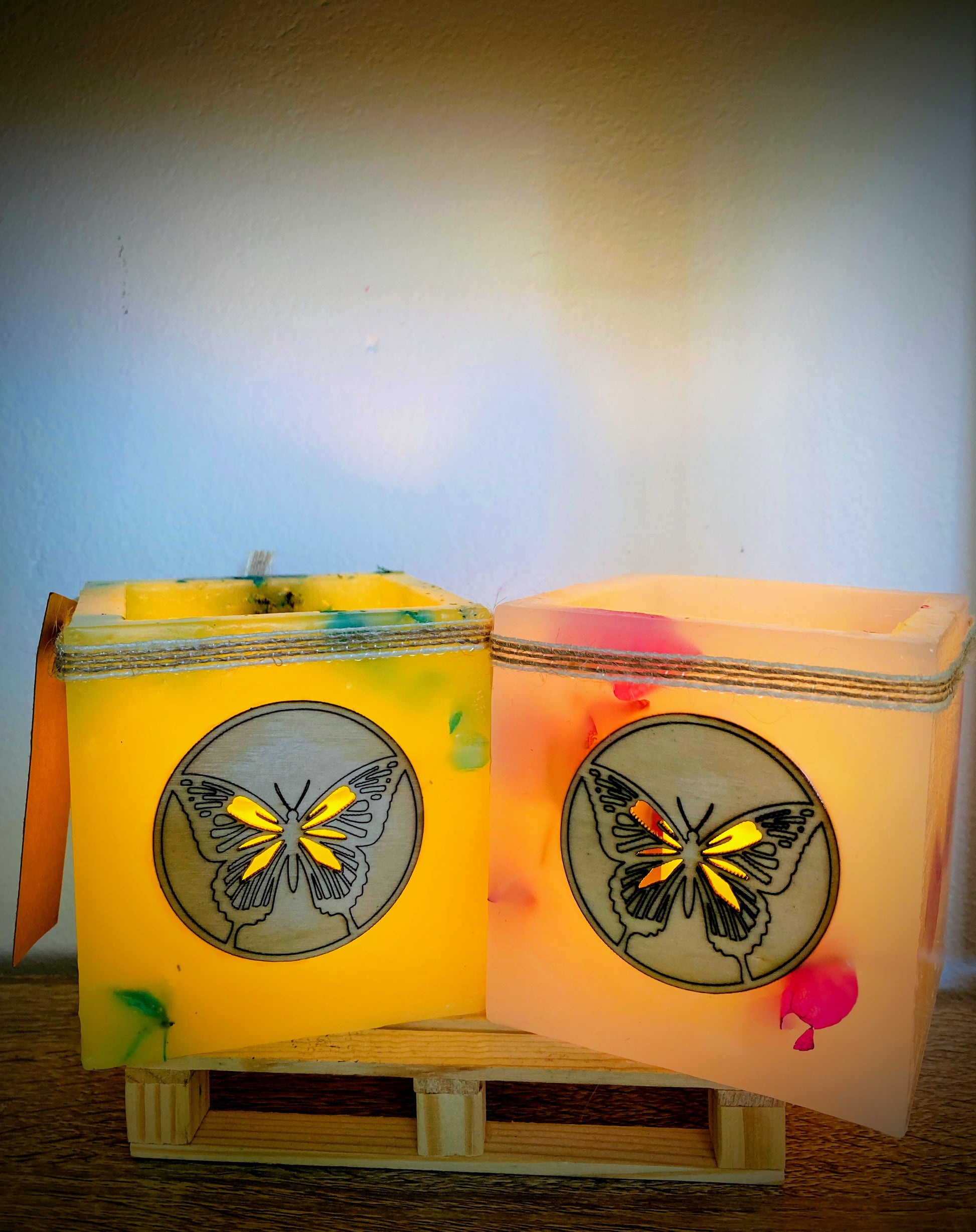 fanal de mariposa, vela hueca, lilinnight