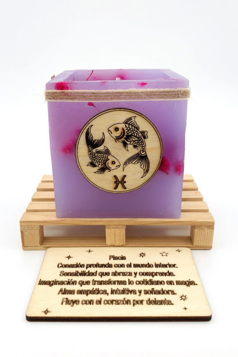 vela hueca piscis, fanal de cera, porta velas , horoscopo, zodiaco, piscis, lilinnight