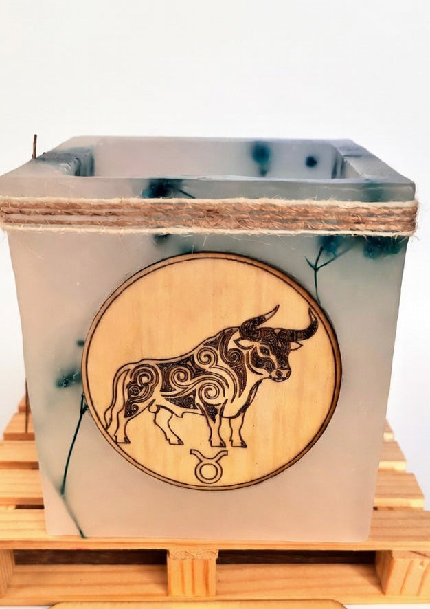 vela hueca sin llama, Fanal de cera / con signo del Zodiaco -Tauro- LED