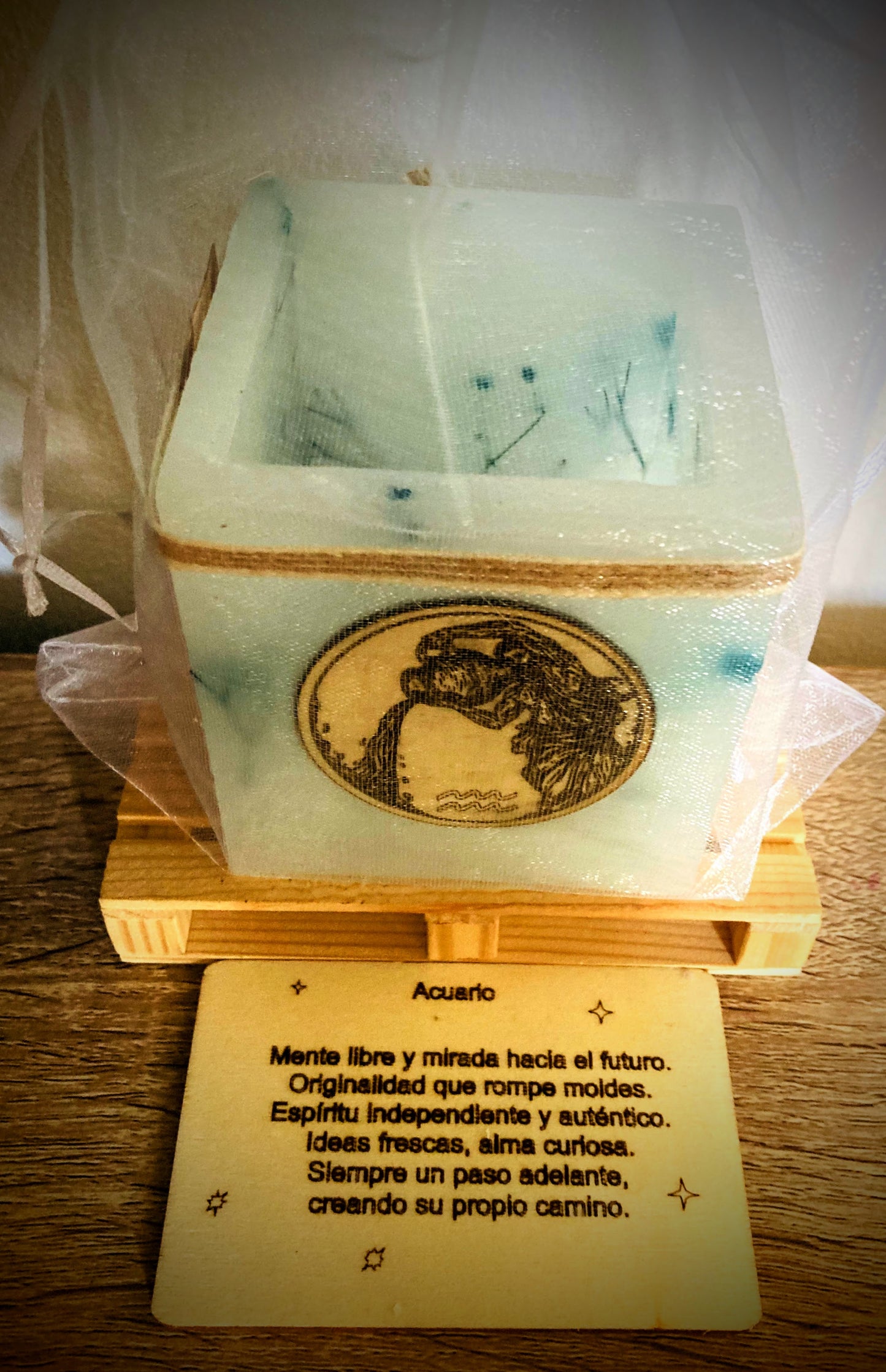 Fanal de cera / vela hueca con signo del zodiaco- Acuario