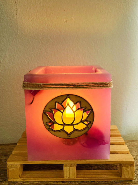 Fanal de cera / vela hueca con flor de loto – lilinnight