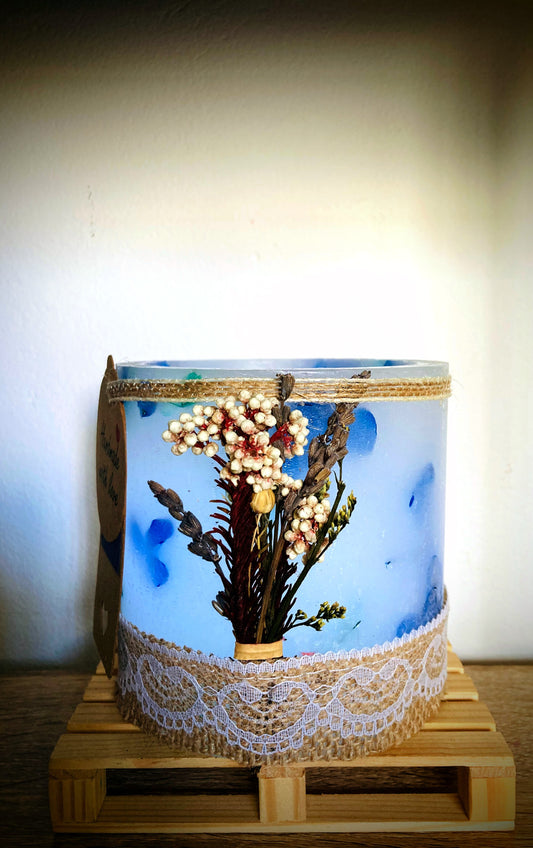 vela hueca o Fanal de Lavanda con Flores