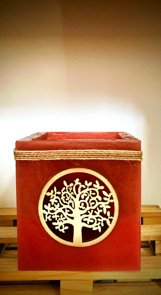 Vela hueca, Fanal Artesanal con Decoración de Árbol de la Vida y diferentes aromas – Lilinnight