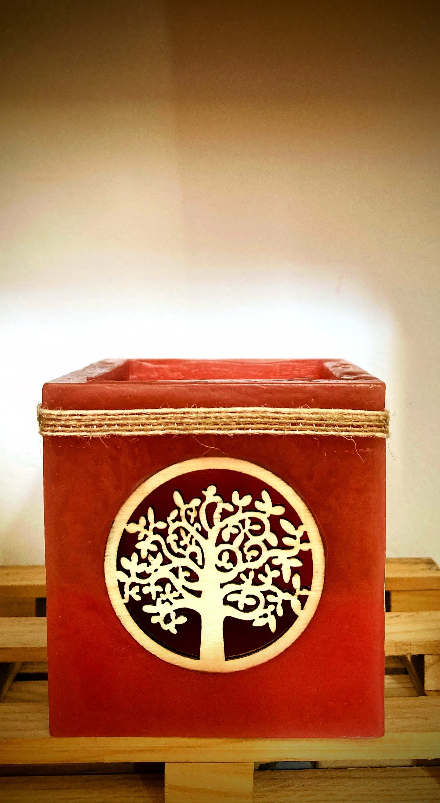 Vela hueca, Fanal Artesanal con Decoración de Árbol de la Vida y diferentes aromas – Lilinnight