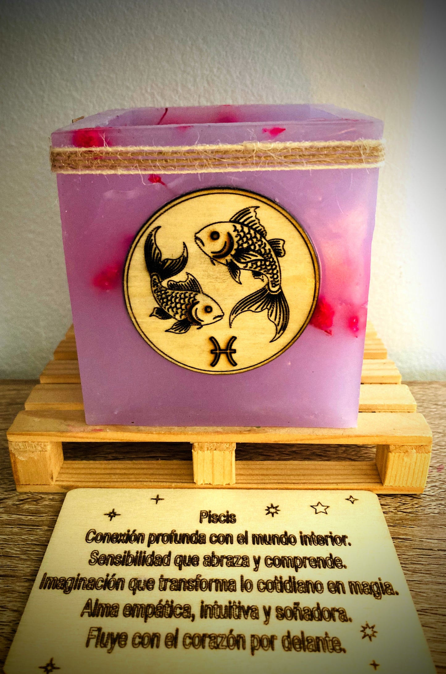 Vela hueca /fanal de cera con signo zodiaco - Piscis