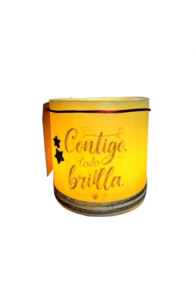 Vela Fanal/vela hueca Amarilla "Contigo Todo Brilla" –  LilinNight