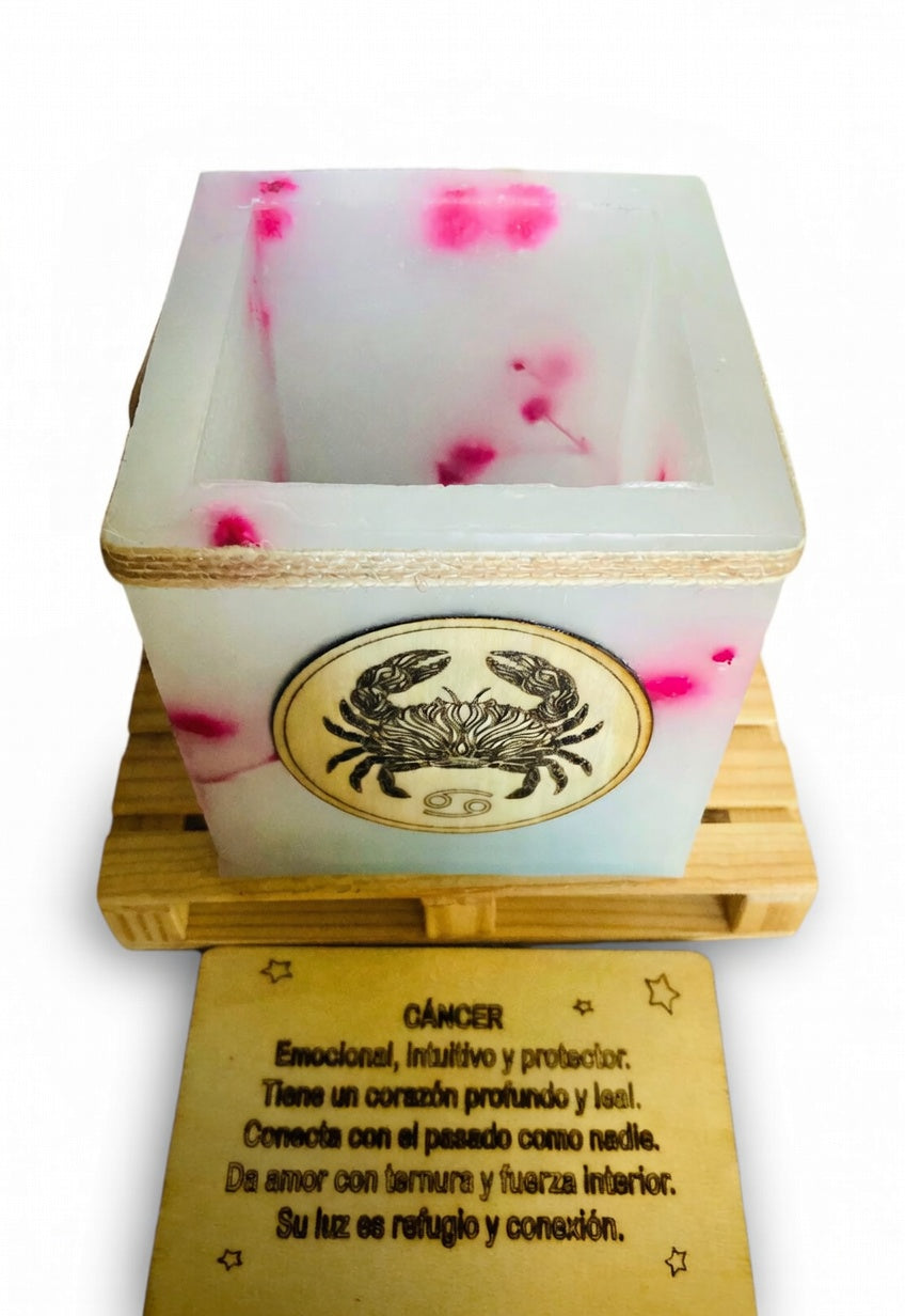 vela hueca, cancer, fanal de cera, porta velas, artesanal 