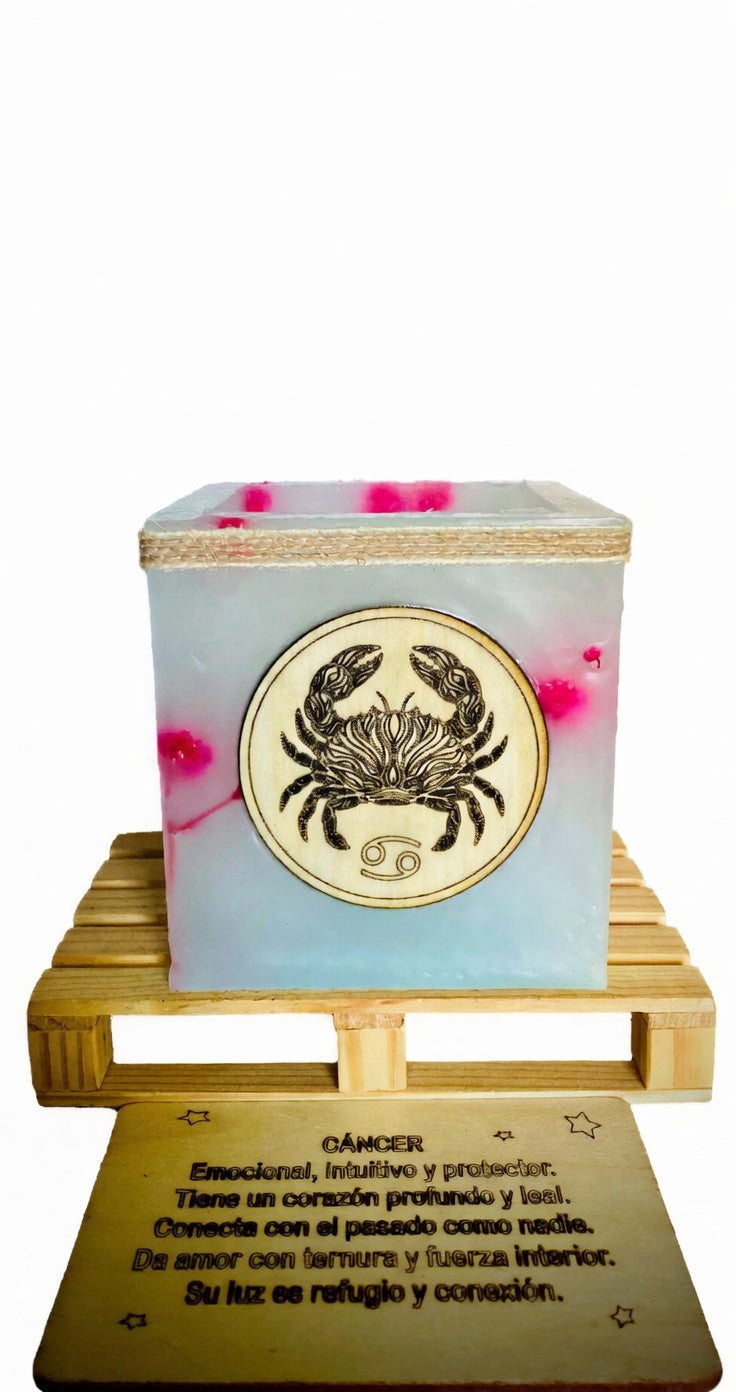 vela hueca, cancer, fanal de cera, porta velas, artesanal 