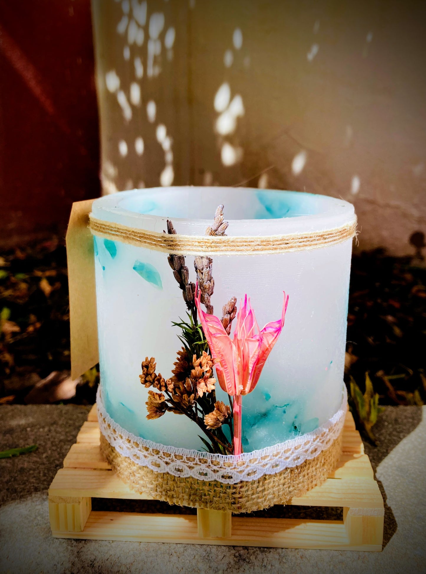 Vela hueca y fanal de cera artesanal oloroso con flores – LilinNight