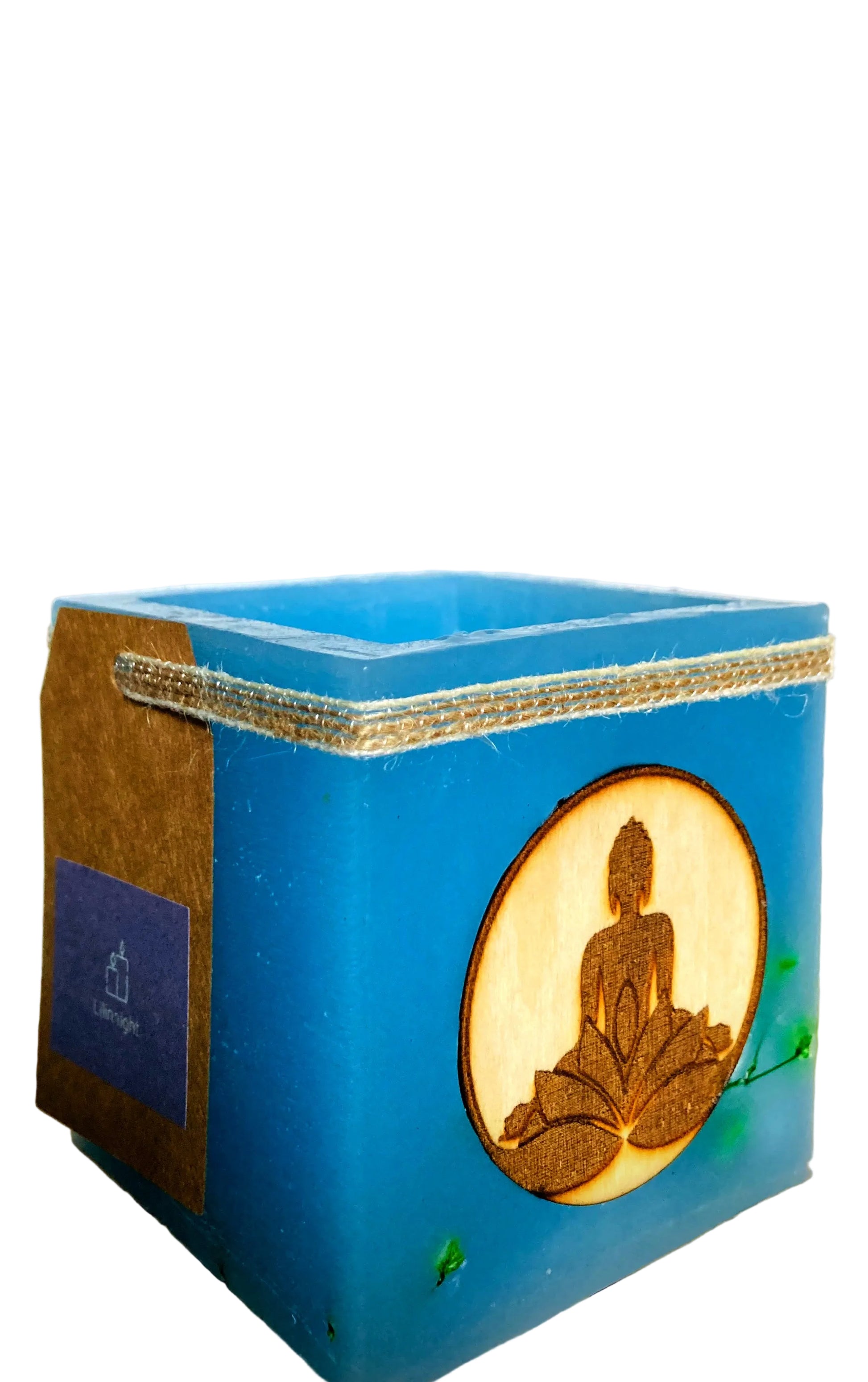 vela huec artesanal de cera, fanal de buda 