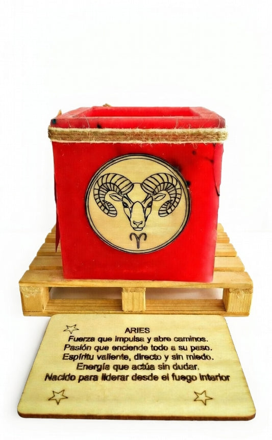 Fanal de cera / vela hueca con signo del Zodiaco -Aries