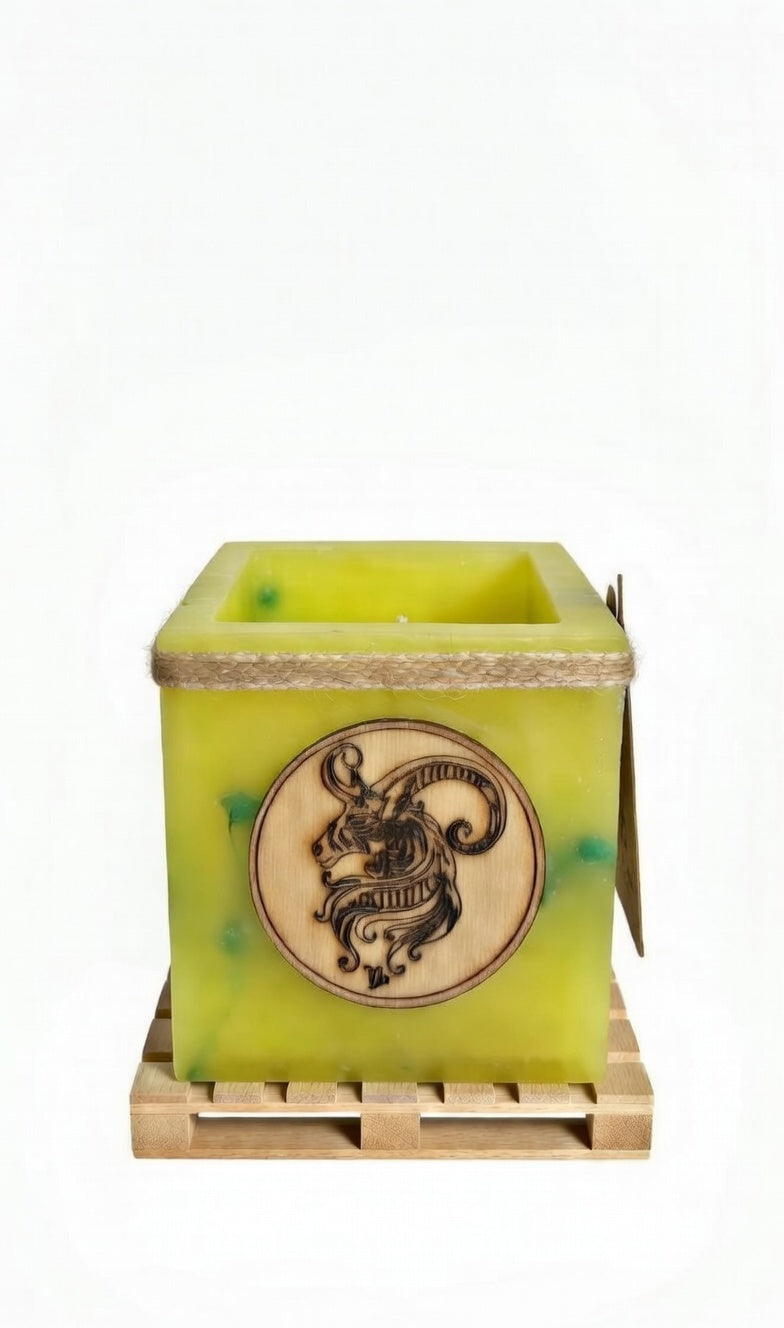 vela hueca capricornio, fanal de cera, porta velas, lilinnight