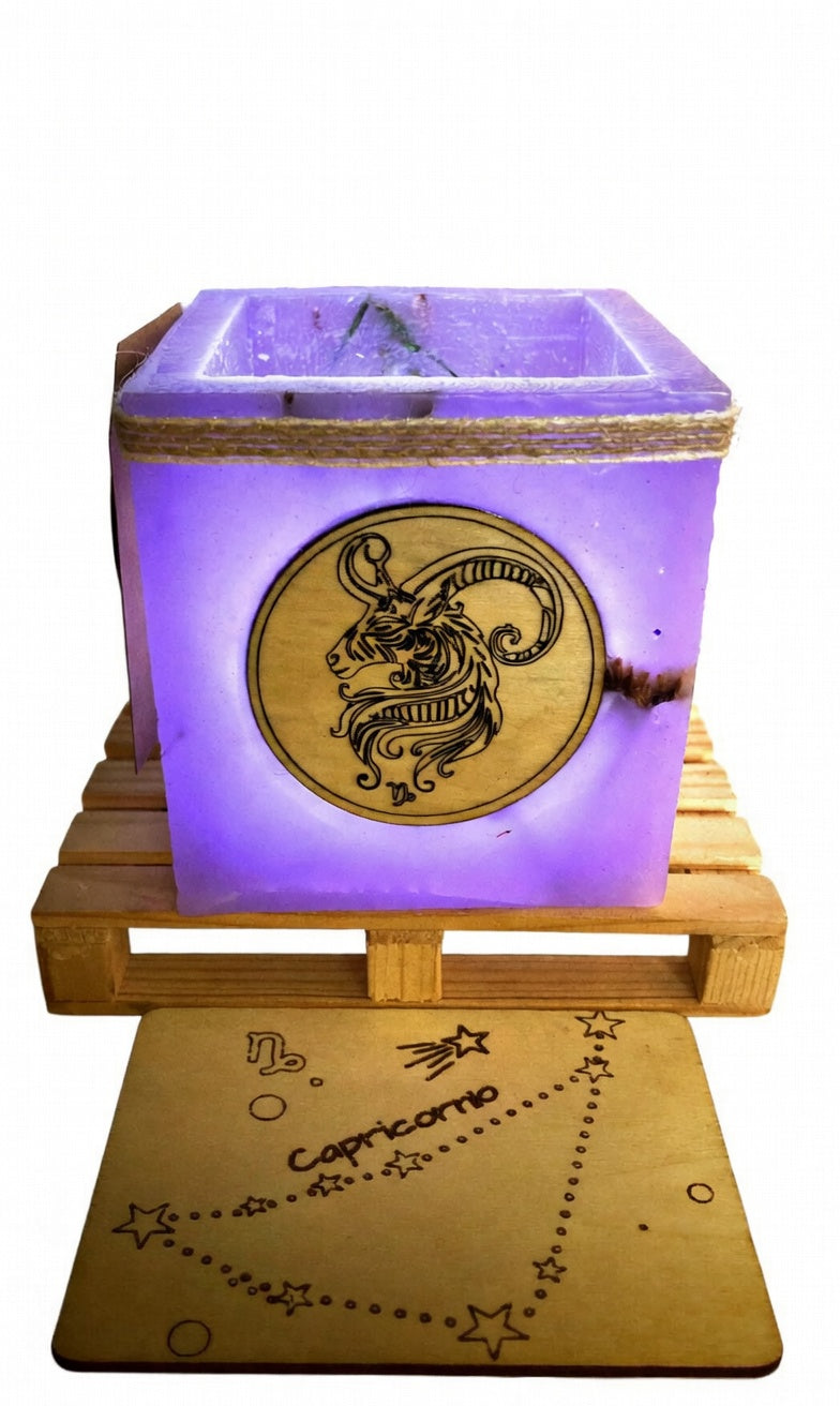 vela hueca sin llama  con signo del zodiaco- Capriconio -LED