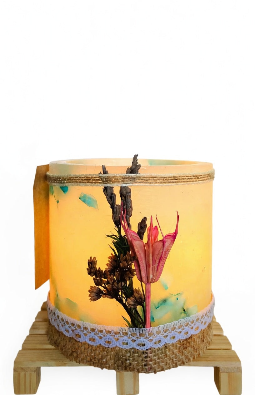Vela hueca y fanal de cera artesanal oloroso con flores – LilinNight