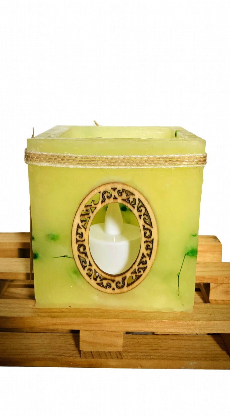 vela hueca artesanal, porta velas, fanal de cera, lilinnight