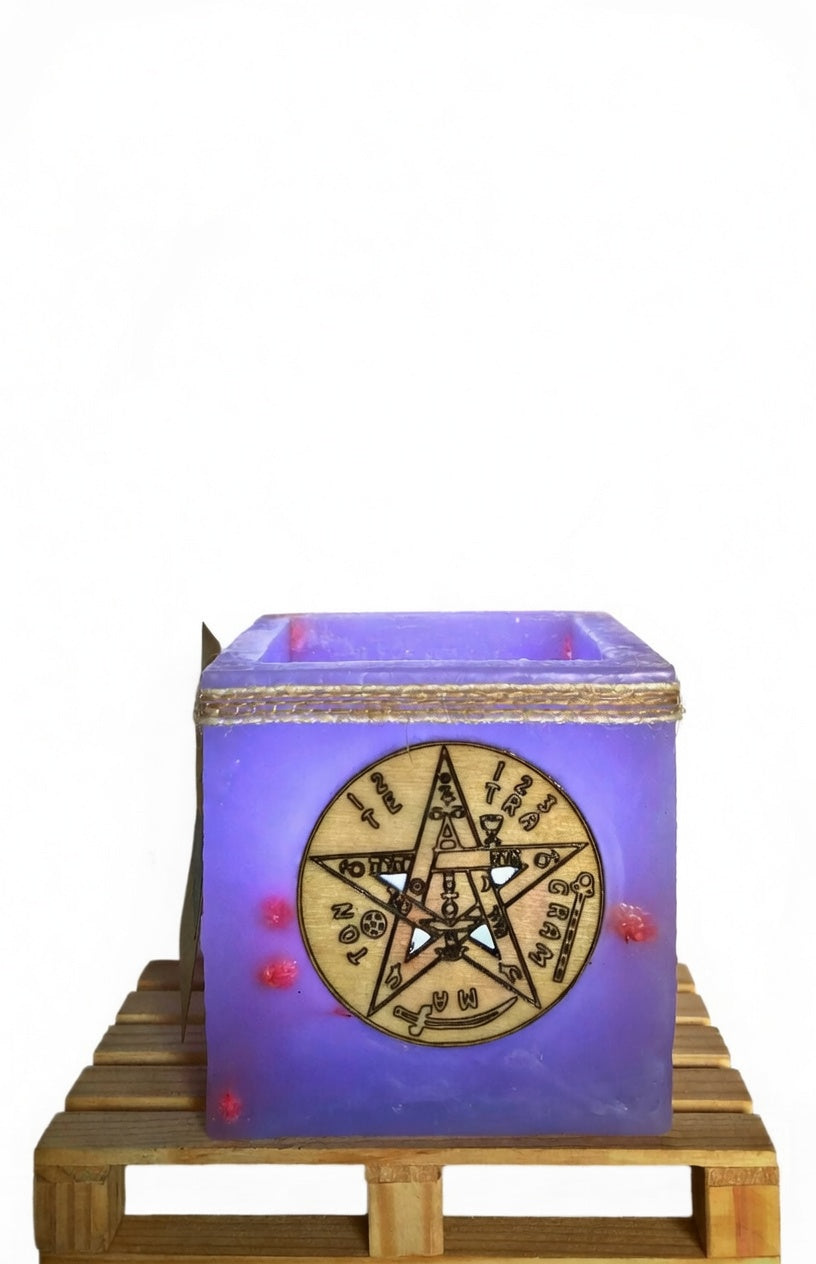 vela hueca esoterica, fanal de cera 