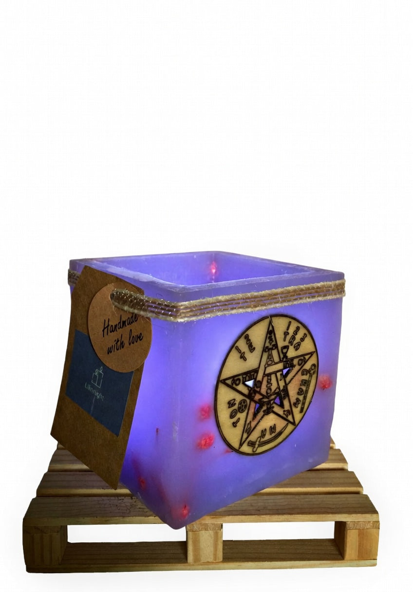vela hueca esoterica, fanal de cera 