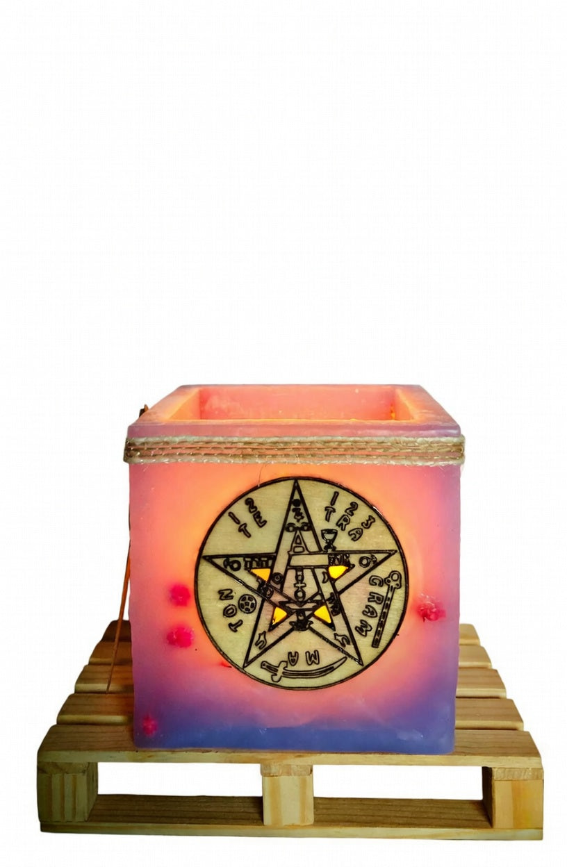 vela hueca esoterica, fanal de cera 