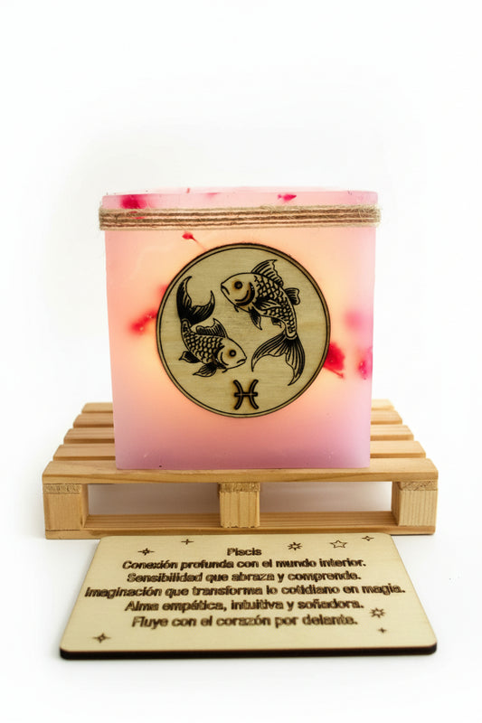 vela hueca piscis, fanal de cera, porta velas 
