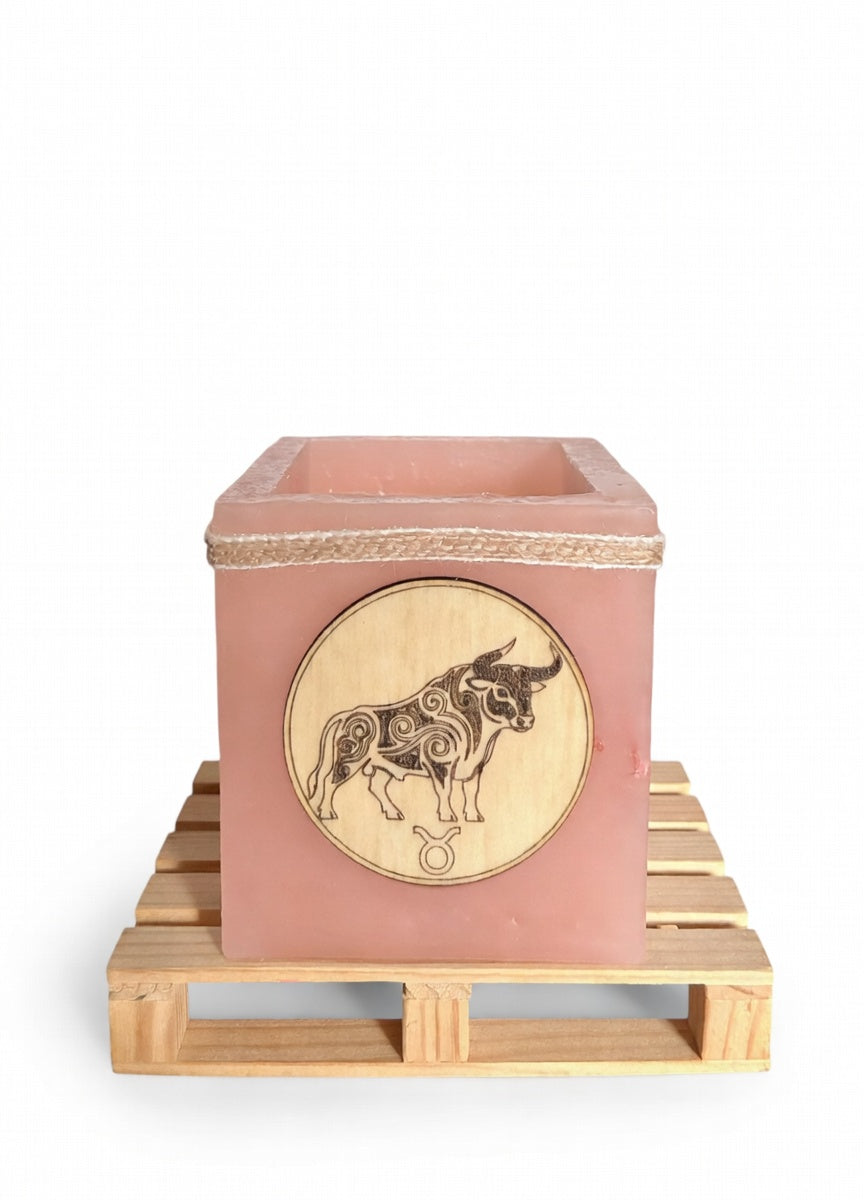 vela hueca sin llama, Fanal de cera /  con signo del Zodiaco -Tauro- LED