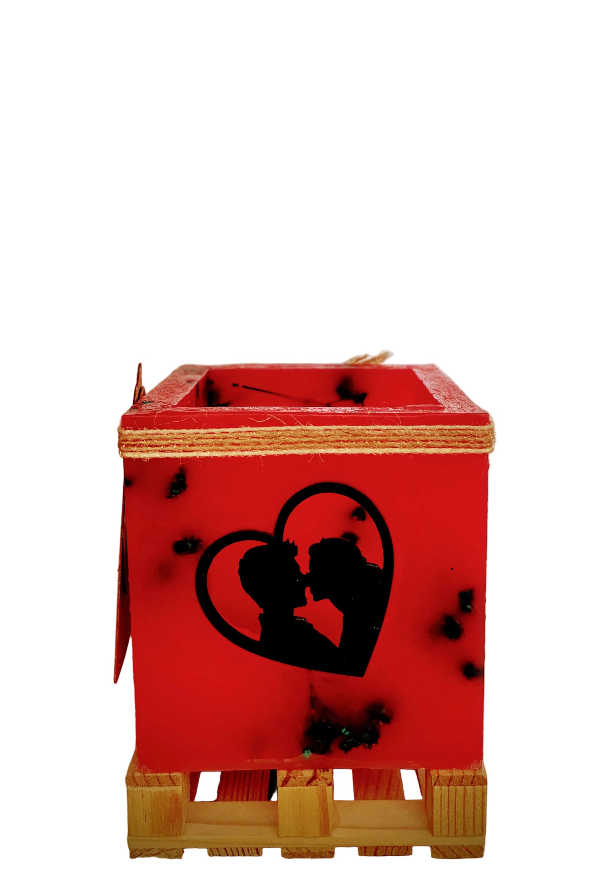 vela hueca san valentin, vela romantica, fanal de cera, artesanal