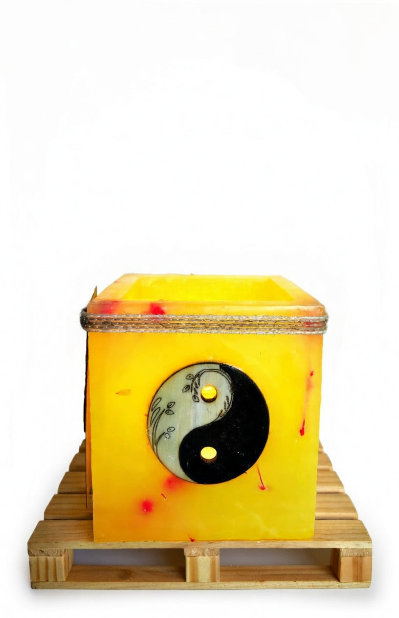 vela hueca yin yang, fanal de cera, porta velas, lilinnight
