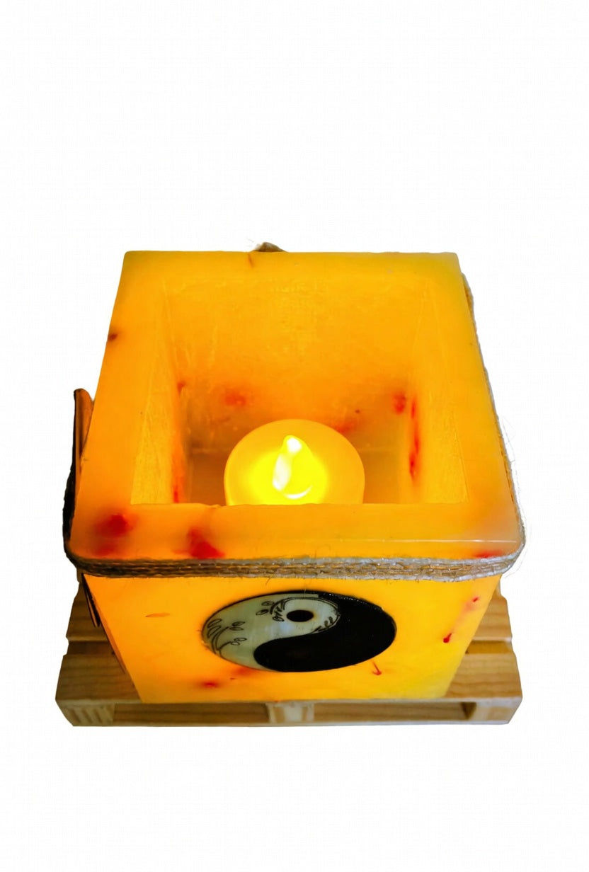 vela hueca yin yang, fanal de cera, porta velas, lilinnight
