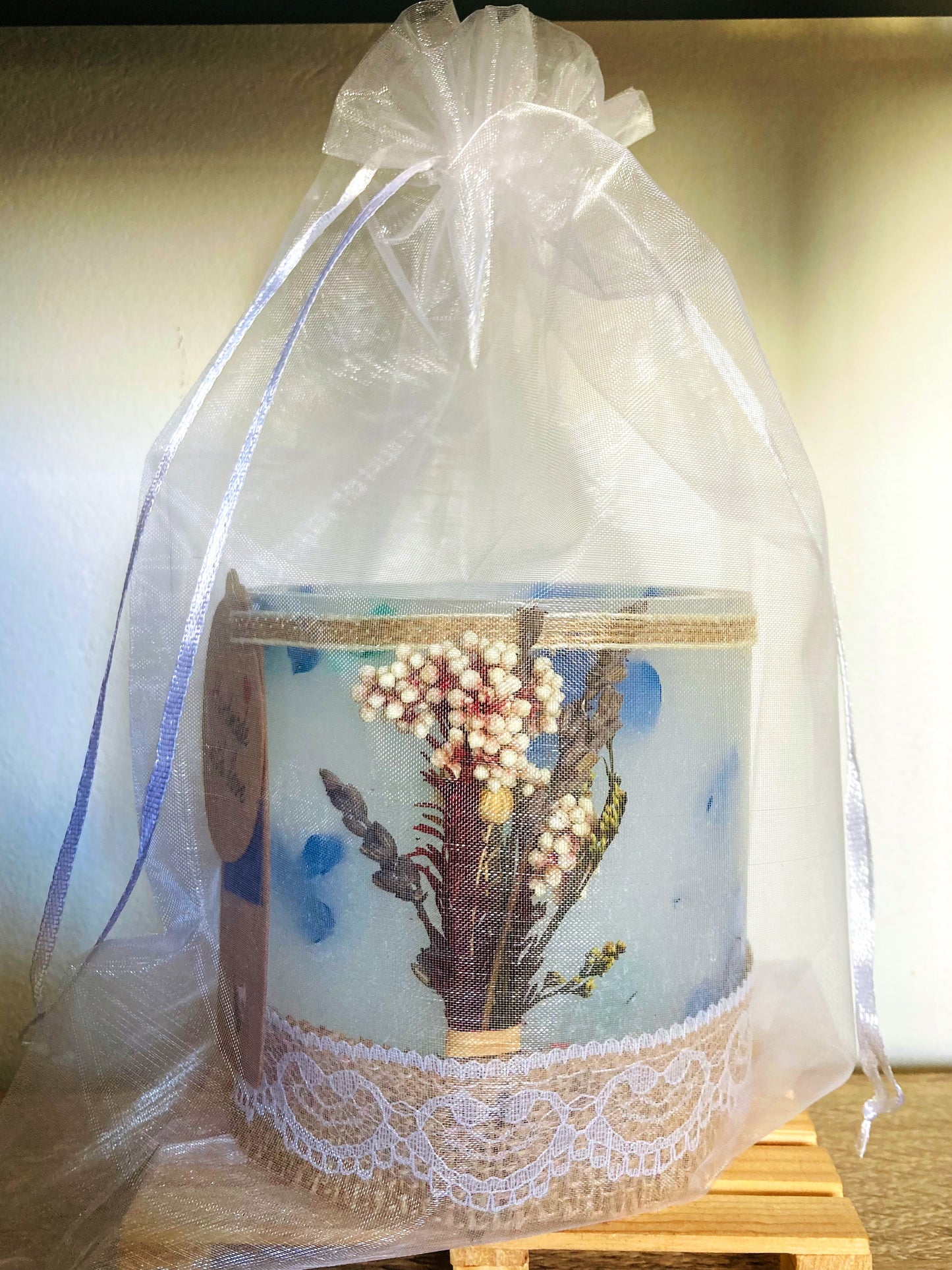 vela hueca o Fanal de Lavanda con Flores