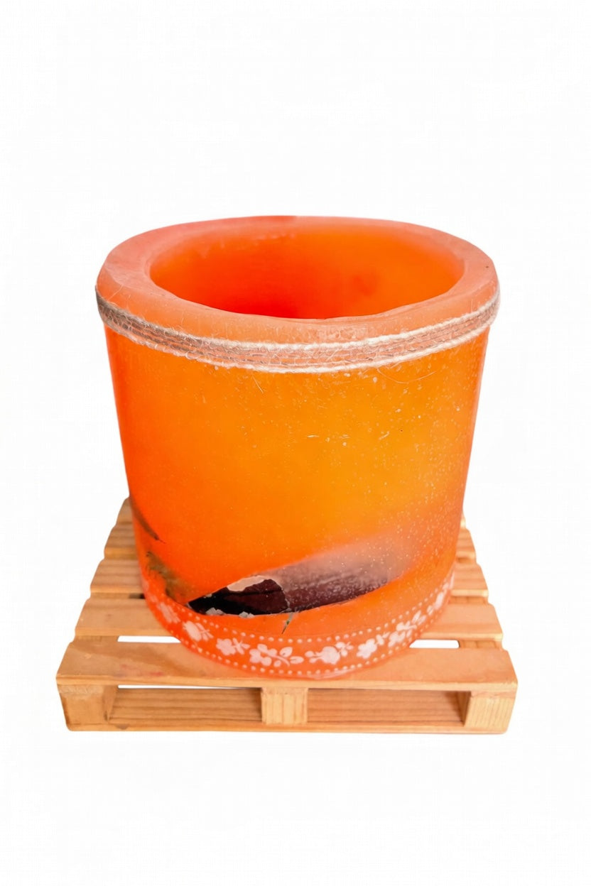 fanal de cera, vela hueca naranja, lilinnight