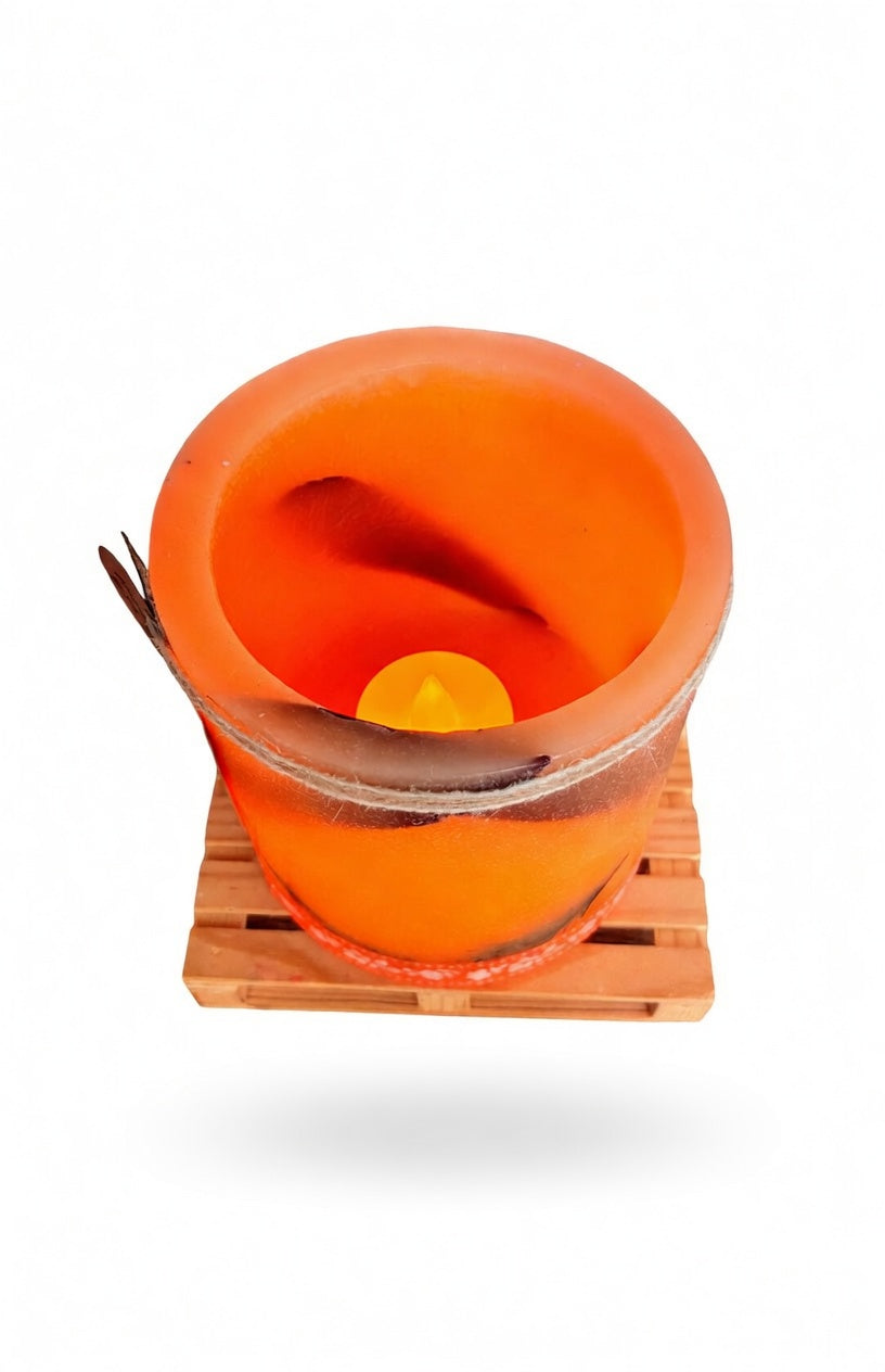fanal de cera, vela hueca naranja, lilinnight