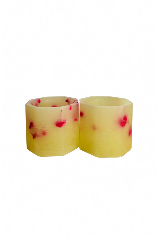 Pack 2 Velas Artesanales Hexagonales Pequeñas con LED y Aroma Floral – Incluye Bolsita de Regalo – Personalizables para Eventos (Bodas, Bautizos, Recuerdos)